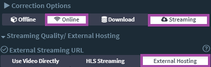 Is "Online+Streaming" with "Exteral Hosting" supported for "Web VR app